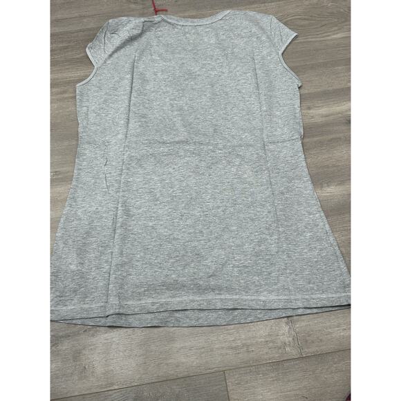 NWT FIORUCCI Gray Naomi Campbell Printed Graphic T-Shirt Cap Sleeve Size Small - Picture 4 of 9